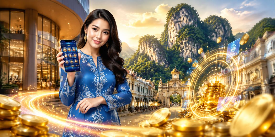 Pengguna Ipoh dalam baju kurung menggunakan aplikasi kasino mudah alih 7500 di telefon Android
